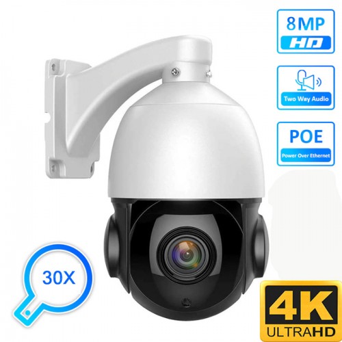 Поворотная IP PTZ камера видеонаблюдения 8Mp 4K POE, Audio, SD