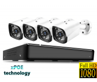 IP комплект видеонаблюдения FullHD 4 камеры 2.0Mp 1080p POE 