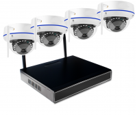 Беспроводной комплект видеонаблюдения WiFi на 4 купольные камеры FullHD с функцией аудиозаписи 